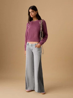 Dwukolorowe jeansy wideleg szary denim - Teen - - MANGO TEEN