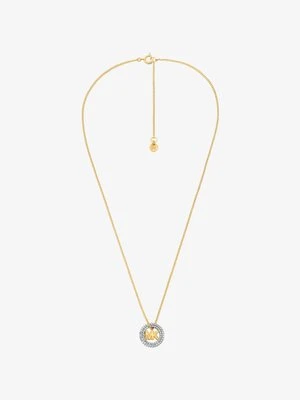 Dwukolorowy naszyjnik z kryształkami pavé i ozdobą z logo Michael Kors