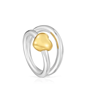 Dwukolorowy Pierścionek Z Dwoma Kołami Z Motywem Serca Tous Flechazo - Tous Rozmiar