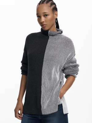 Dwukolorowy sweter w paski Desigual