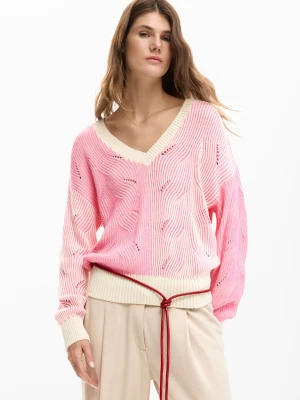 Dwukolorowy sweter z dzianiny Desigual