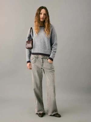 Dwukolorowy sweter z dzianiny purpurowy - Teen - - MANGO TEEN