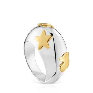 Dwukolorowy Wypukły Pierścionek Z Motywami Warm - Tous Rozmiar