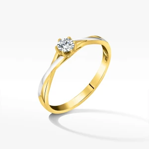 Dwukolorowy złoty pierścionek z diamentem Filipowicz