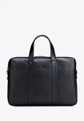 Dwukomorowa torba na laptopa 15,6” ze skóry naturalnej czarna Wittchen