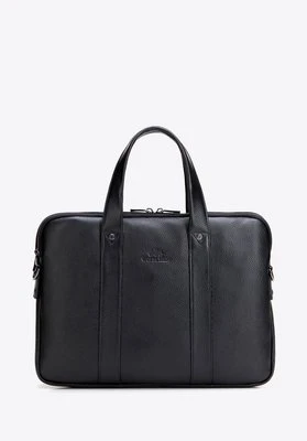 Dwukomorowa torba na laptopa 15” ze skóry naturalnej czarna Wittchen