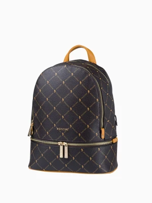 Dwukomorowy logowany plecak damski z kieszeniami Puccini