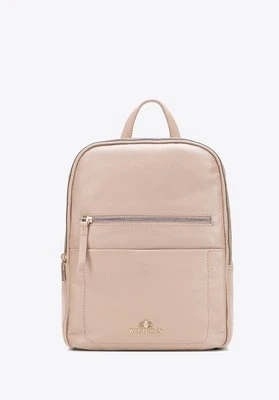 Dwukomorowy plecak damski ze skóry naturalnej beżowy Wittchen