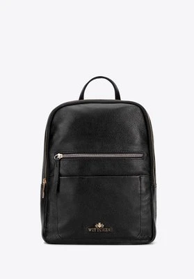 Dwukomorowy plecak damski ze skóry naturalnej czarny Wittchen