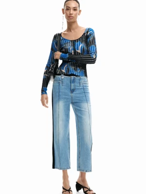 Dwumateriałowe spodnie jeansowe Desigual