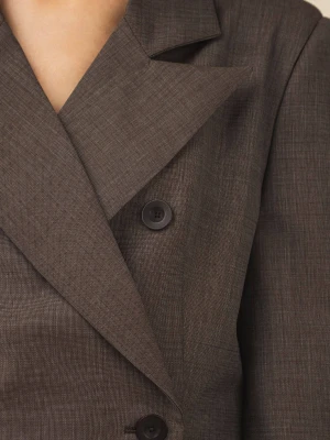 Dwurzędowa brązowa marynarka damska z wełny - Caffe LAÏF