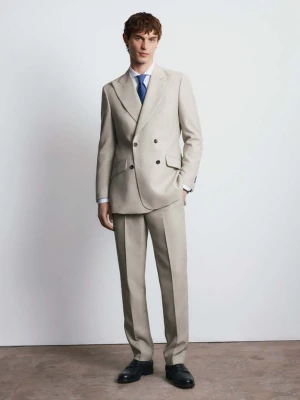 Dwurzędowa marynarka 100% wełna Vitale Barberis Canonico® beżowy - Mężczyzna - - MANGO MAN