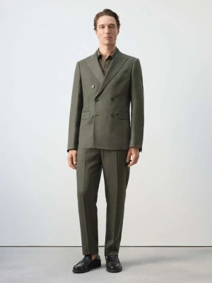 Dwurzędowa marynarka garniturowa Amalfi slim fit khaki - Mężczyzna - - MANGO MAN