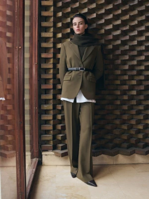 Dwurzędowa marynarka garniturowa khaki - Kobieta - - MANGO