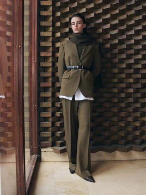 Dwurzędowa marynarka garniturowa khaki - Kobieta - - MANGO