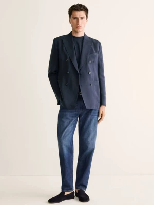 Dwurzędowa marynarka garniturowa slim fit granatowy - Mężczyzna - - MANGO MAN