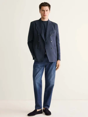 Dwurzędowa marynarka garniturowa slim fit granatowy - Mężczyzna - MANGO MAN