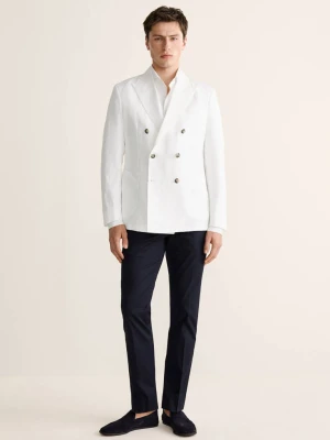 Dwurzędowa marynarka garniturowa z mieszanki lnu slim fit biały - Mężczyzna - - MANGO MAN