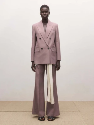 Dwurzędowa marynarka garniturowa z wełny różowy - Kobieta - - MANGO