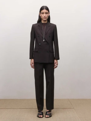 Dwurzędowa marynarka garniturowa z wełny śliwkowy - Kobieta - - MANGO