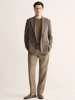 Dwurzędowa marynarka slim fit z mieszanki lnu norkowy szary - Mężczyzna - - MANGO MAN