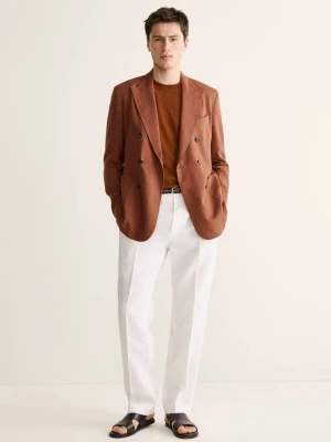 DwurzÄ™dowa marynarka slim fit z mieszanki lnu rudy - MÄ™Å¼czyzna - - MANGO MAN