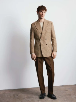 DwurzÄ™dowa marynarka slim fit z tkaniny Lanificio CamporeÂ® pomaraÅ„czowy - MÄ™Å¼czyzna - - MANGO MAN