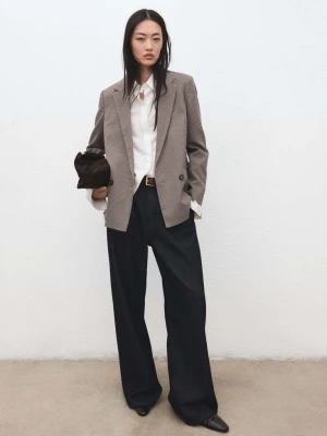 Dwurzędowa marynarka w drobną pepitkę burgund - Kobieta - - MANGO