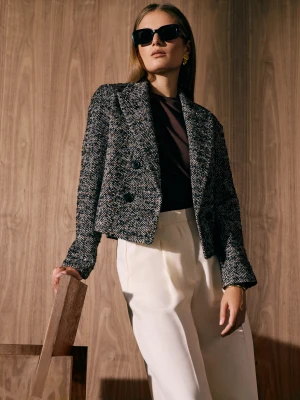 Dwurzędowa marynarka w jodełkę z wełną TARANKO