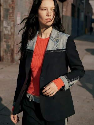 dwurzędowa marynarka z dwóch materiałów Desigual