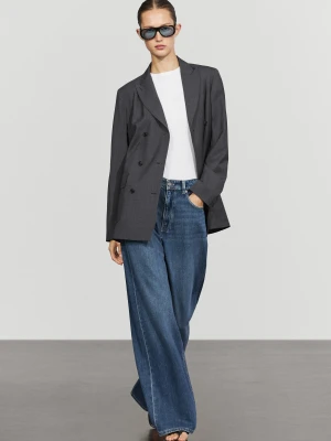 Dwurzędowa Marynarka Z Kieszeniami - Ciemnoszary - Massimo Dutti - Female