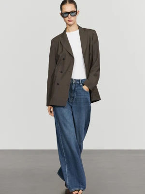 Dwurzędowa Marynarka Z Kieszeniami - Ciemnoszary - Massimo Dutti - Female