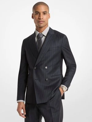 Dwurzędowa marynarka z mieszanki wełny w prążki Michael Kors Mens