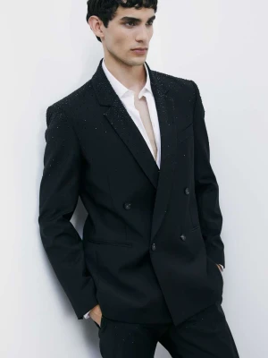 Dwurzędowa marynarka z tkaniny frescolana z kryształkami PATRIZIA PEPE