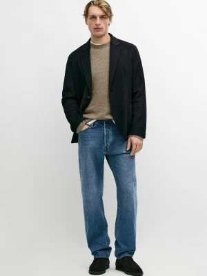 Dwurzędowa Marynarka Z Wełnianej Mieszanki - Granatowy - Massimo Dutti - Male