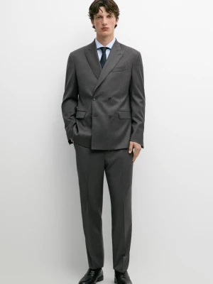 Dwurzędowa Marynarka Z Wełny Typu Cool Wool - Szary - Massimo Dutti - Male