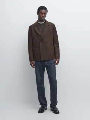 Dwurzędowa Marynarka Ze 100% Wełny - Brązowy - - Massimo Dutti - Mężczyzna