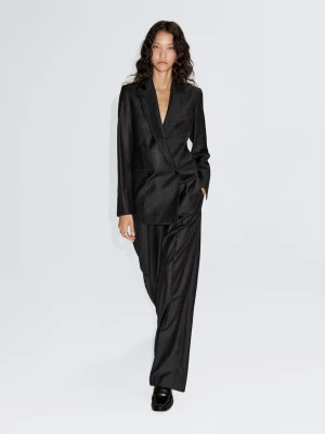 Dwurzędowa Marynarka Ze 100% Wełny - Szary - - Massimo Dutti - Kobieta