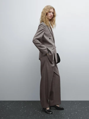 Dwurzędowa Melanżowa Marynarka Z Mieszanki Wełny - Norkowy - - Massimo Dutti - Kobieta