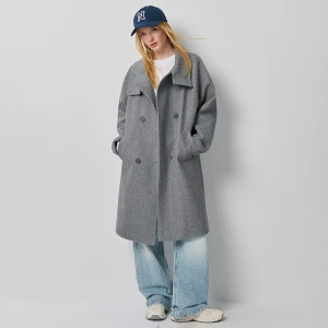 Dwurzędowy grafitowy płaszcz ze stójką House