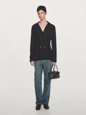 Dwurzędowy Kardigan Ze 100% Wełny - Czarny - - Massimo Dutti - Kobieta