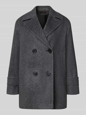 Dwurzędowy krótki płaszcz z patkami przy mankietach Windsor Czarny