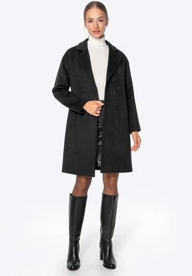 Dwurzędowy płaszcz damski z wełny czarny Wittchen