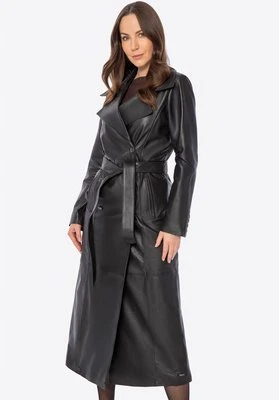 Dwurzędowy płaszcz z naturalnej skóry owczej ciemny brąz Wittchen