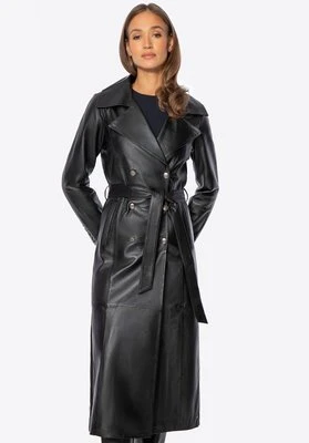 Dwurzędowy płaszcz z naturalnej skóry owczej czarny Wittchen