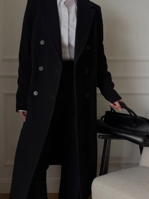 Dwurzędowy płaszcz z wełny dziewiczej 80% CHARLIE BLACK LAIF