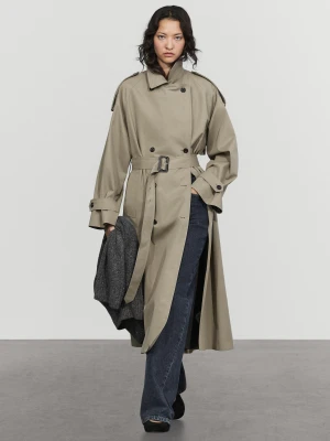 Dwurzędowy Trencz - Beżowy - Massimo Dutti - Female