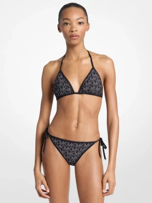 Dwustronna góra od bikini z trójkątnymi miseczkami z logo Michael Kors CZARNY (Czarny)