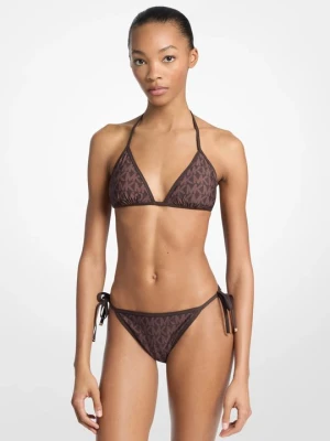 Dwustronna góra od bikini z trójkątnymi miseczkami z logo Michael Kors CZEKOLADOWY (Brązowy)
