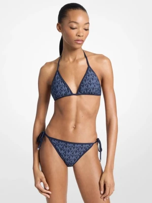 Dwustronna góra od bikini z trójkątnymi miseczkami z logo Michael Kors GRANATOWY (Niebieski)